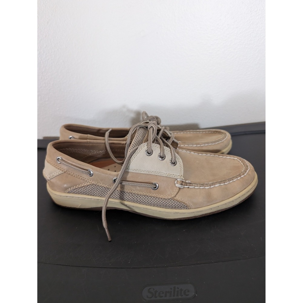 Sperry Top-Sider Mens 10.5 Billfish 3 Eye Boat Shoes Tan Beige Leather Mesh